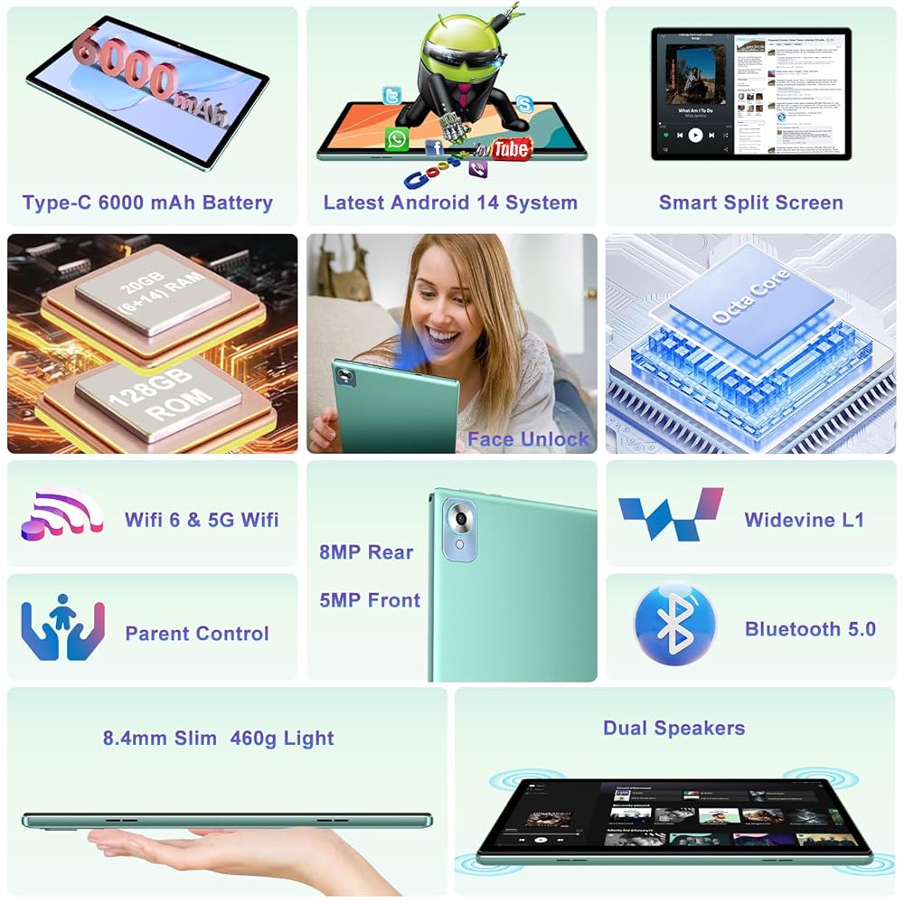 Androidタブレット TAB9 Android14 キーボードなど付属あり Amazon.co.jp: 2025 Android 14 タブレット キーボード付き 20GB